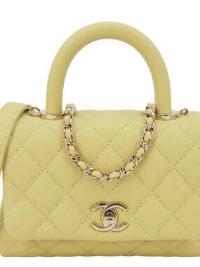 Chanel  Extra Mini Coco Handle Flap Bag Shoulder Bag Yellow